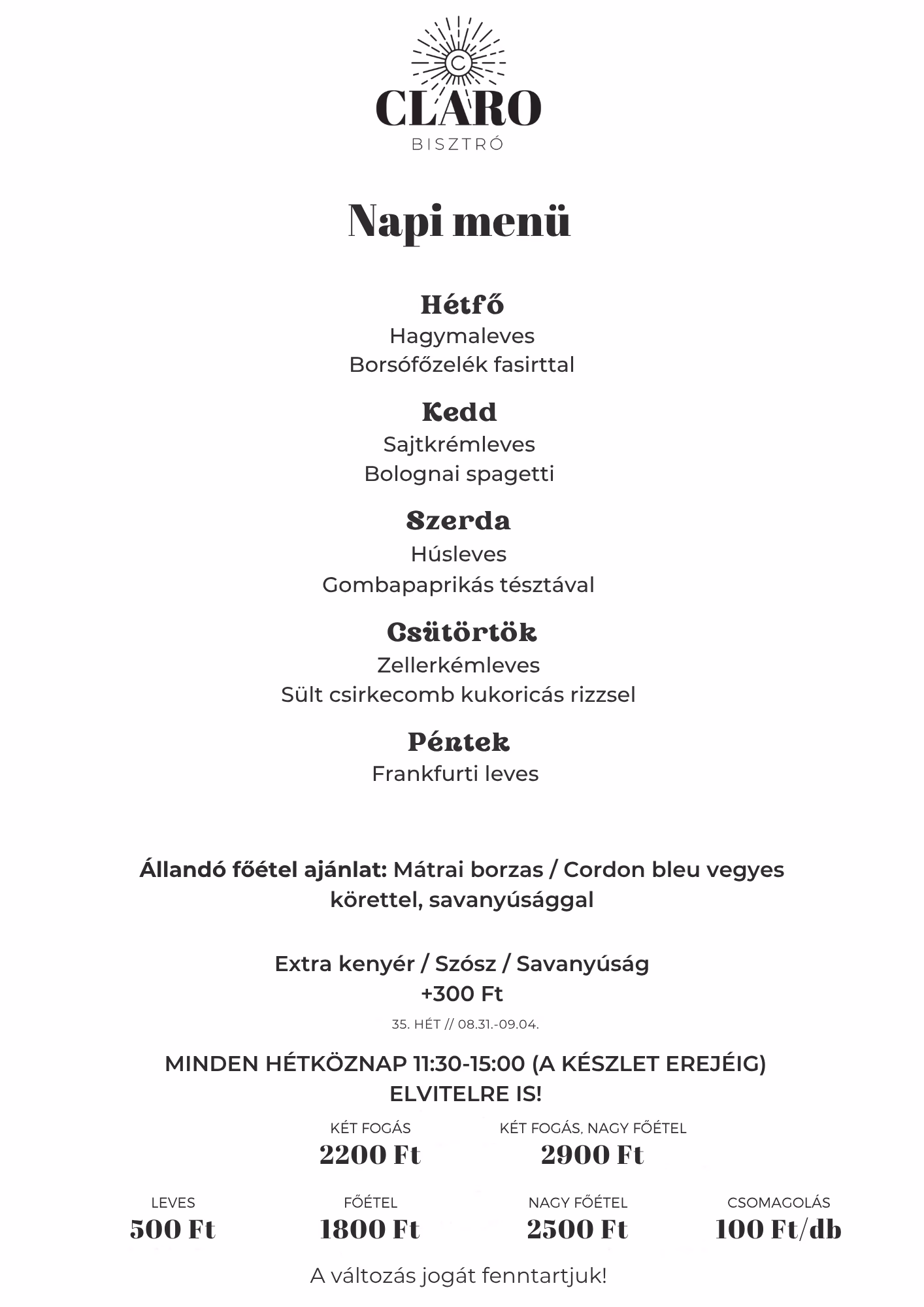 Napi menü